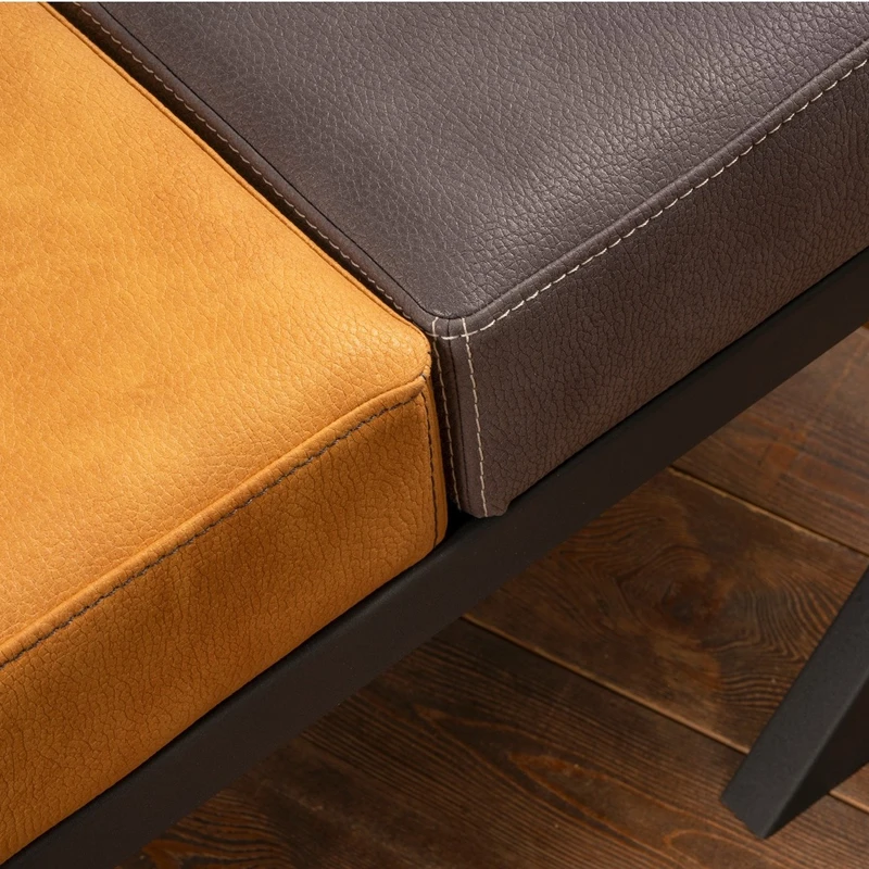 Bancheta Brda antracit-mustar, cadru metalic, tapiterie piele ecologica, design elegant [2]