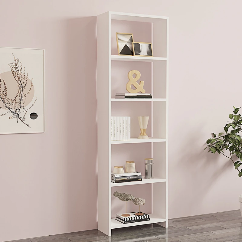 Biblioteca New, alb, spatii deschise, design minimalist, 160 cm [2]