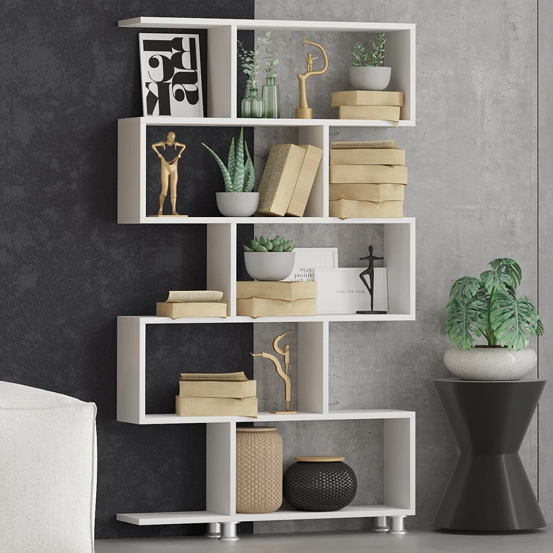 Biblioteca Nilufer alba, compartimentata, fixare pe perete [2]