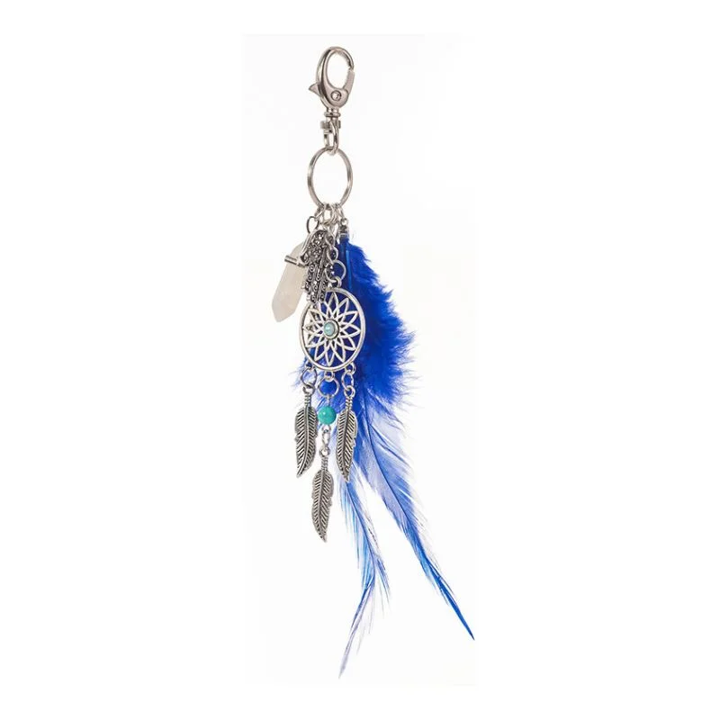 Breloc dreamcatcher cu pene albastre [4]