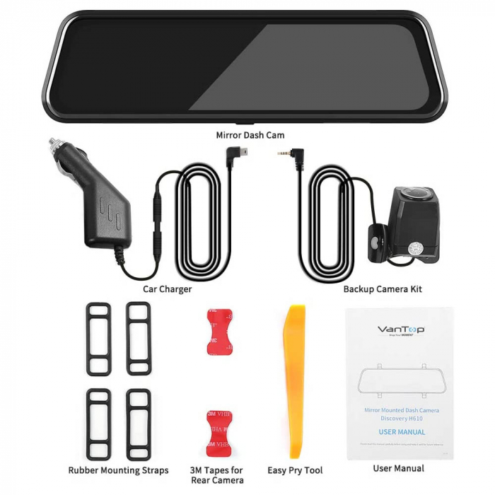 Camera auto DVR Dubla Oglinda VanTop H610, 2.5K, Bord si Spate, Touch-Screen, Senzor Sony IMX 335 [10]
