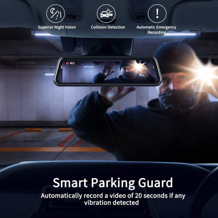 Camera auto DVR Dubla Oglinda VanTop H610, 2.5K, Bord si Spate, Touch-Screen, Senzor Sony IMX 335 [7]