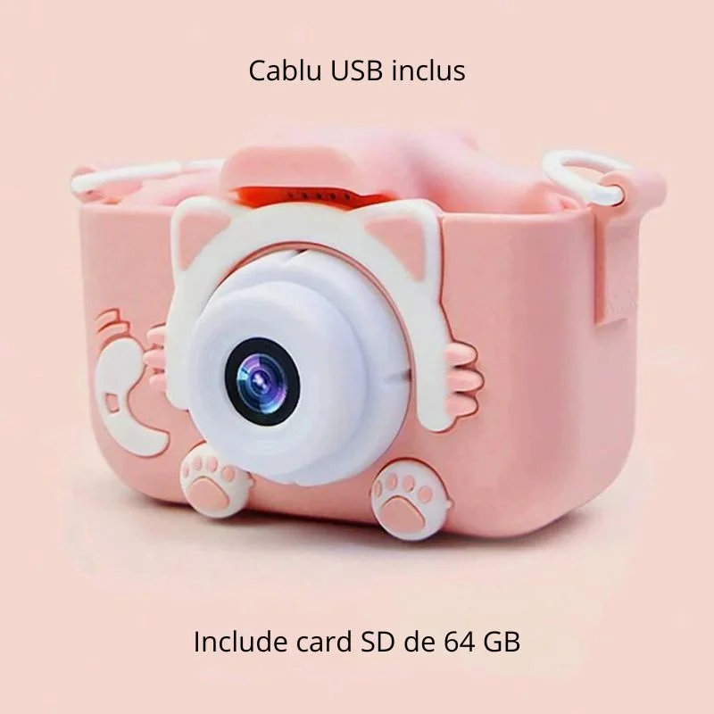 Camera foto pentru copii Smart Fun Roz, 96 MP, Ecran 2.0 inch, 64 GB SD, 1080P HD [3]