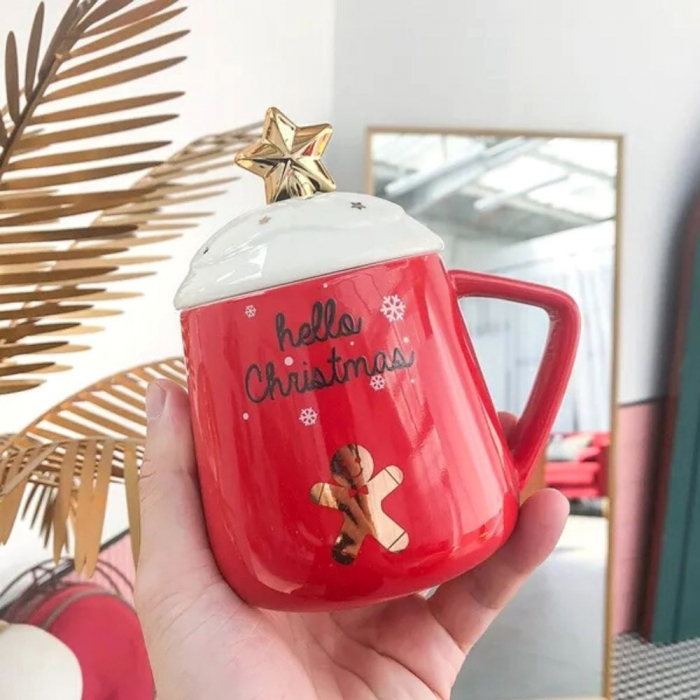 Cana Cadou cu lingurita, Hello Christmas, 450 ml [6]
