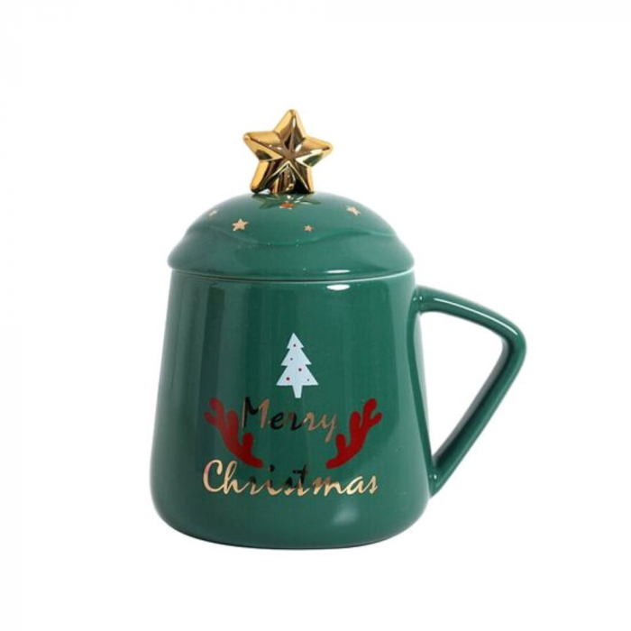 Cana cadou cu lingurita, Merry Christmas, 450 ml [6]