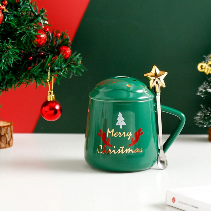 Cana cadou cu lingurita, Merry Christmas, 450 ml [2]