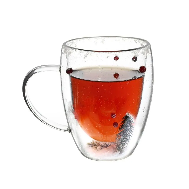 Cana cafea de Craciun din sticla transparenta [6]