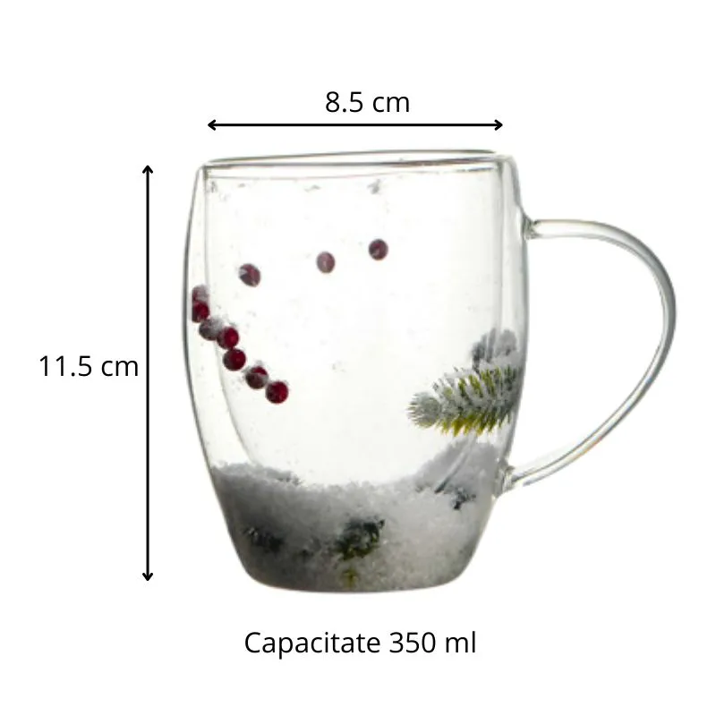 Cana cafea de Craciun din sticla transparenta [7]