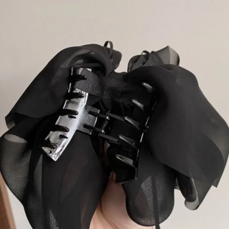 Clama de Par Eleganta cu Funda Voluminoasa Neagra [5]