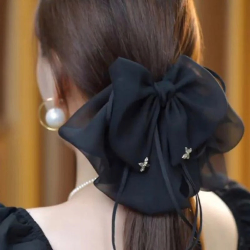 Clama de Par Eleganta cu Funda Voluminoasa Neagra [3]