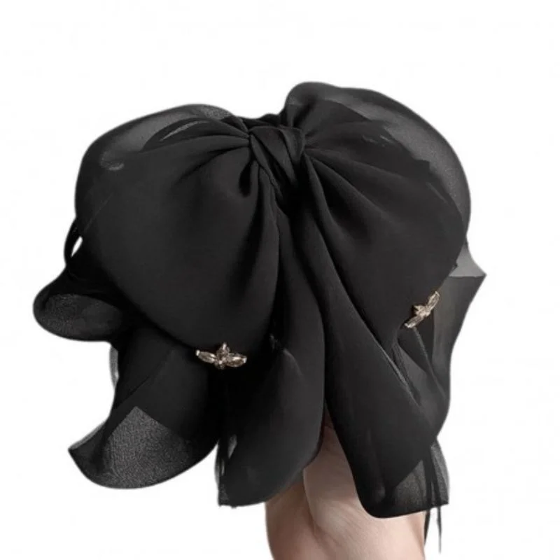 Clama de Par Eleganta cu Funda Voluminoasa Neagra [8]