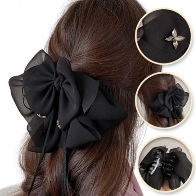 Clama de Par Eleganta cu Funda Voluminoasa Neagra [9]