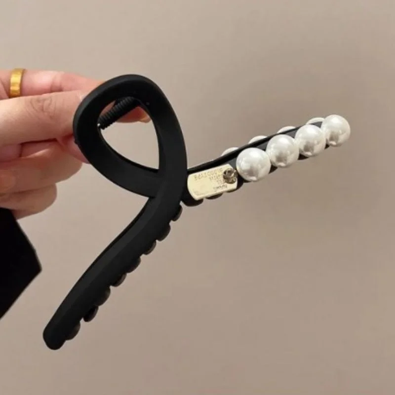 Cleste de par negru cu perle decorative [3]