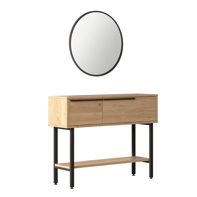 Comoda nuc cu oglinda și picioare metalice 100x76 cm [6]