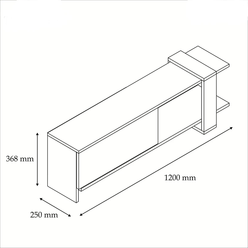 Comoda TV Gaye, nuc si alb, spatii depozitare, design modern, 120 cm [5]