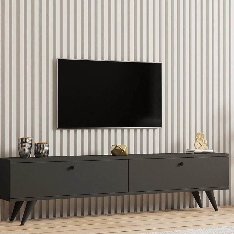 Comoda TV Paris, design elegant, antracit, compartimente deschise si inchise, 160 cm [3]