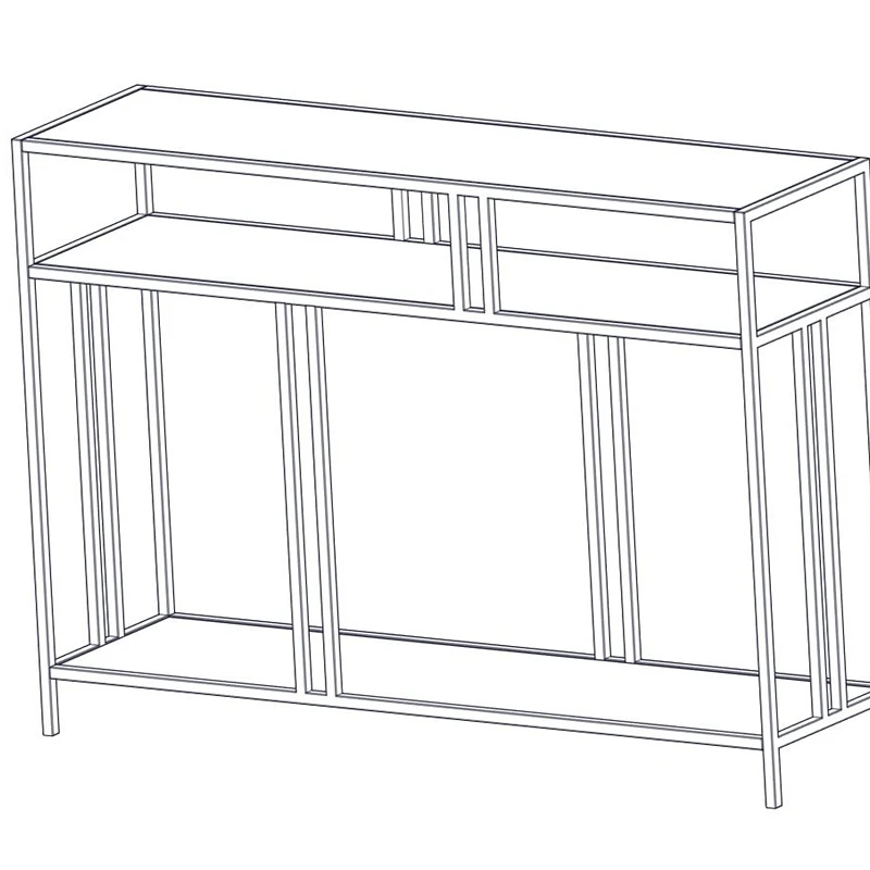 Comoda Venedik neagra, rafturi deschise, picioare metalice [10]