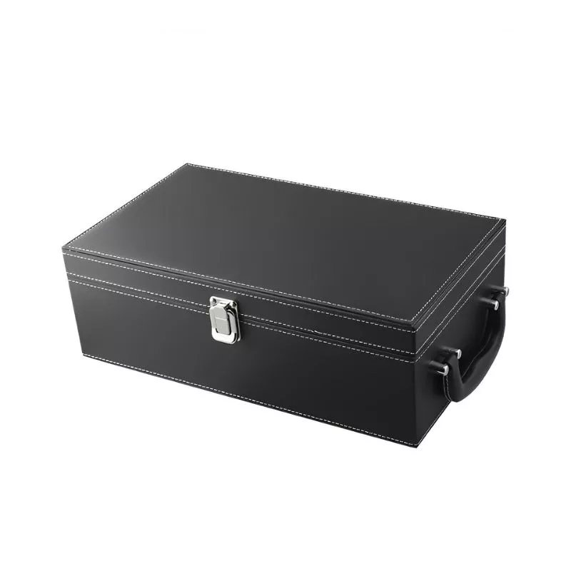 Cutie de vin Deluxe pentru 2 sticle cu accesorii de vin incluse din piele ecologica neagra fina [14]