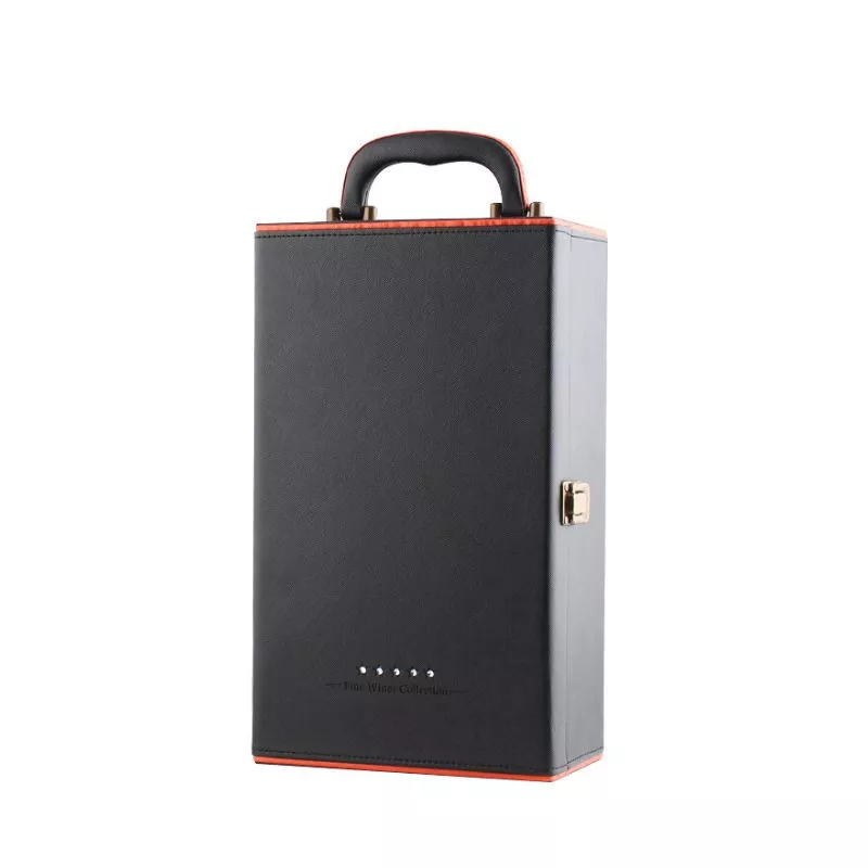 Cutie de vin Deluxe pentru 2 sticle cu accesorii de vin incluse interior oranj [13]