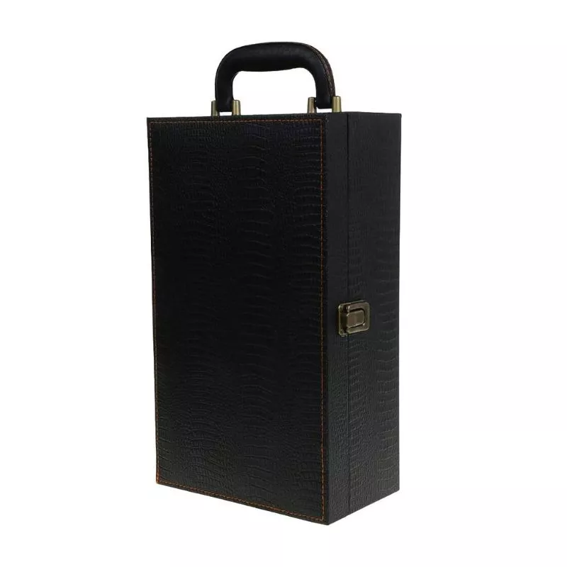 Cutie de vin Deluxe pentru 2 sticle cu accesorii de vin incluse piele ecologica de sarpe [15]