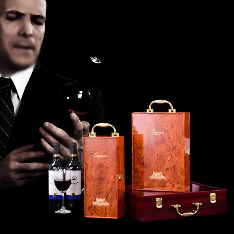 Cutie de vin Wood Deluxe pentru 1 sticla cu accesorii de vin incluse Vinception [6]