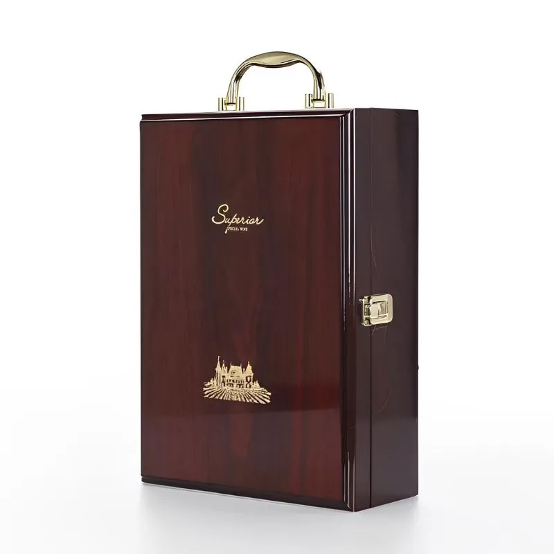 Cutie de vin Wood Deluxe pentru 2 sticle cu accesorii de vin incluse Vintrigue [13]