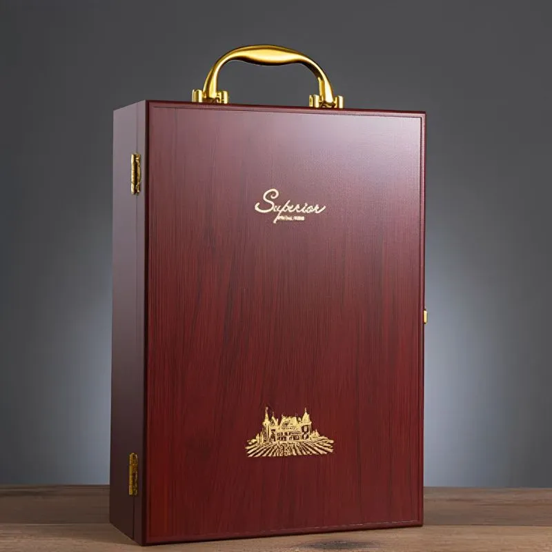 Cutie de vin Wood Deluxe pentru 2 sticle cu accesorii de vin incluse Vintrigue [8]