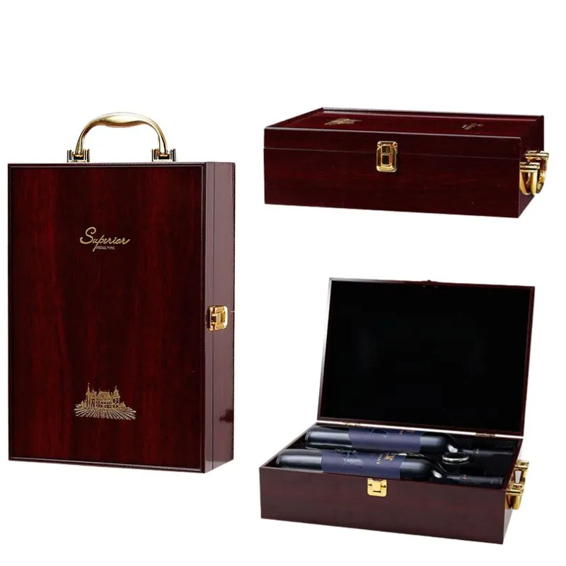 Cutie de vin Wood Deluxe pentru 2 sticle cu accesorii de vin incluse Vintrigue [14]