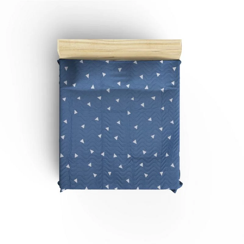Cuvertura pat single, albastru, 160x220 cm, o husa de perna [2]