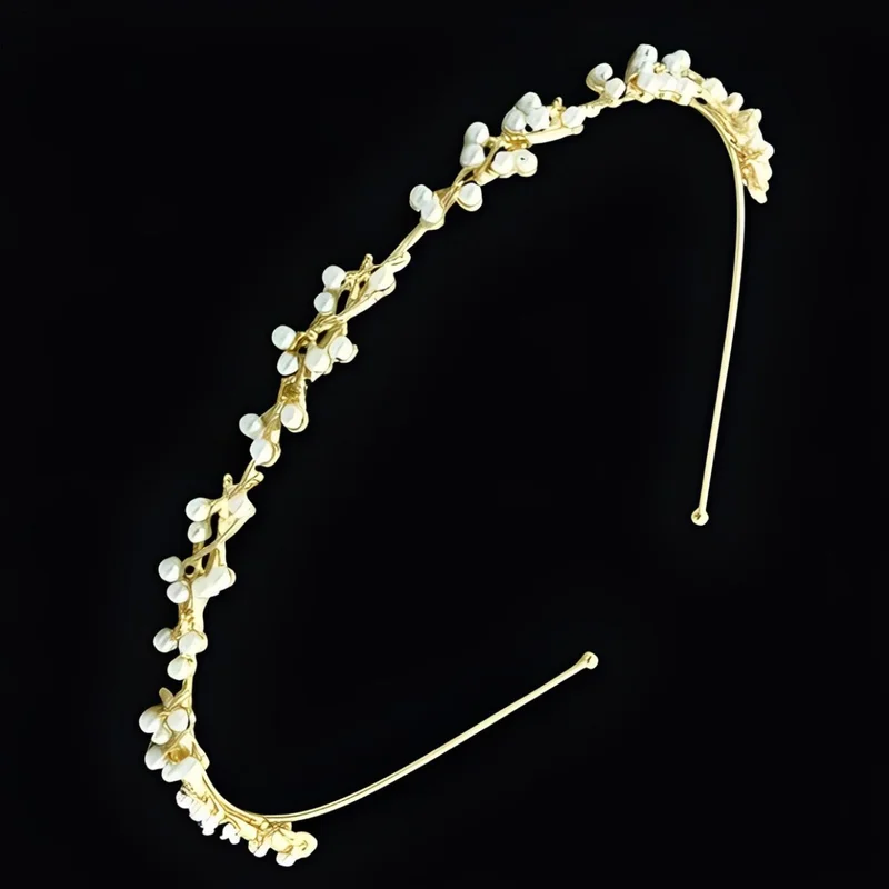 Diadema Aurie cu Perle Decorative Elegante [2]