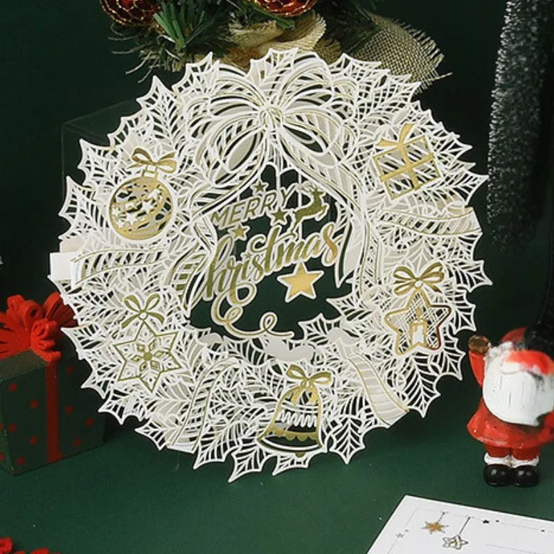 Felicitare de Craciun 3D Coronita Merry Christmas [2]