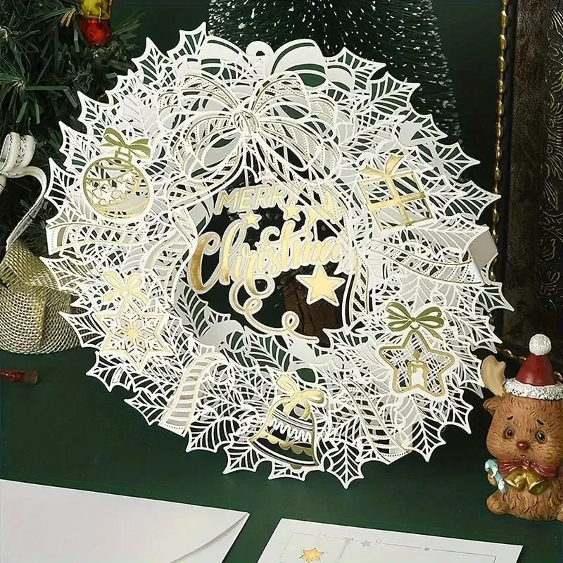 Felicitare de Craciun 3D Coronita Merry Christmas [3]