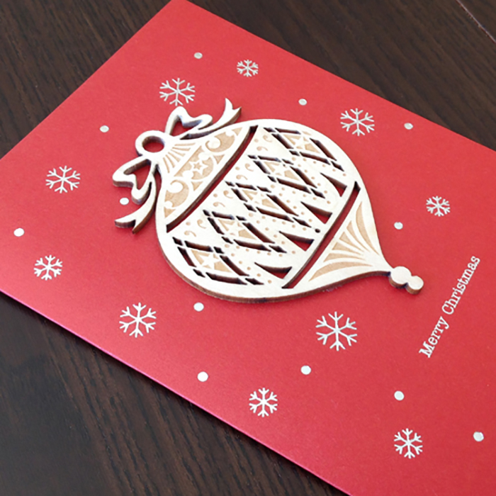 Felicitare de Craciun Ornament din lemn Glob picatura [2]