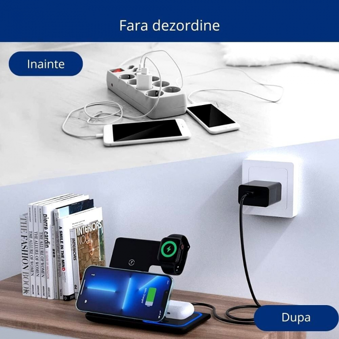 Incarcator wireless 3 in 1 telefon, ceas si casti, Pliabilo [7]