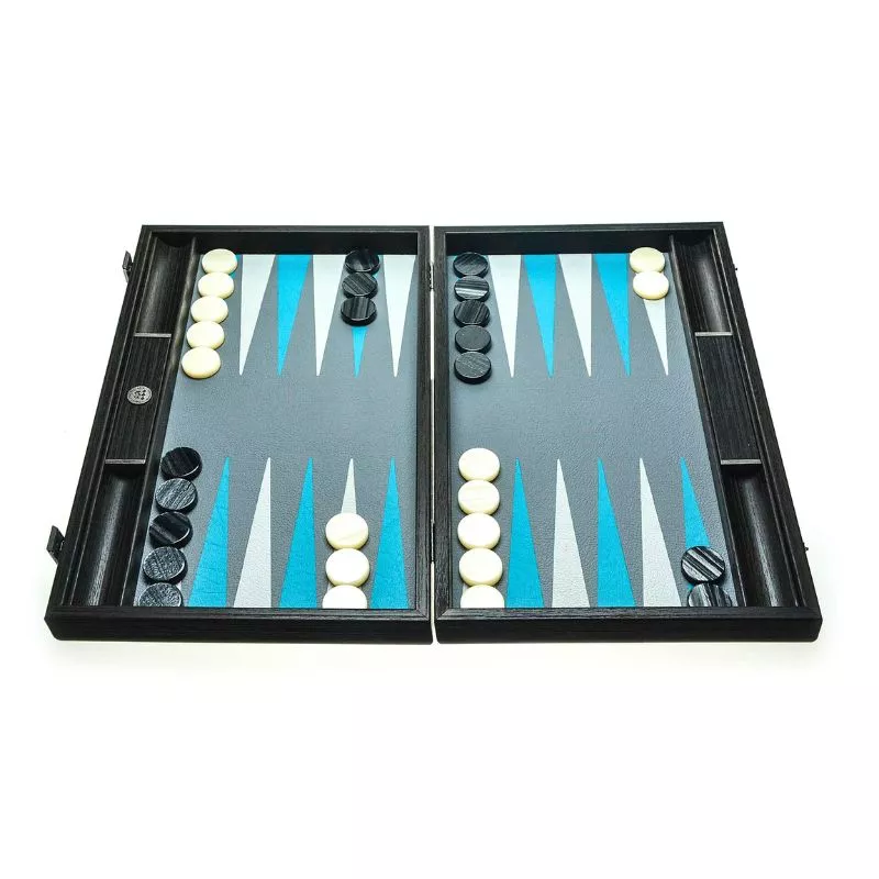 Joc table backgammon, design artistic turqoise, 48x30cm