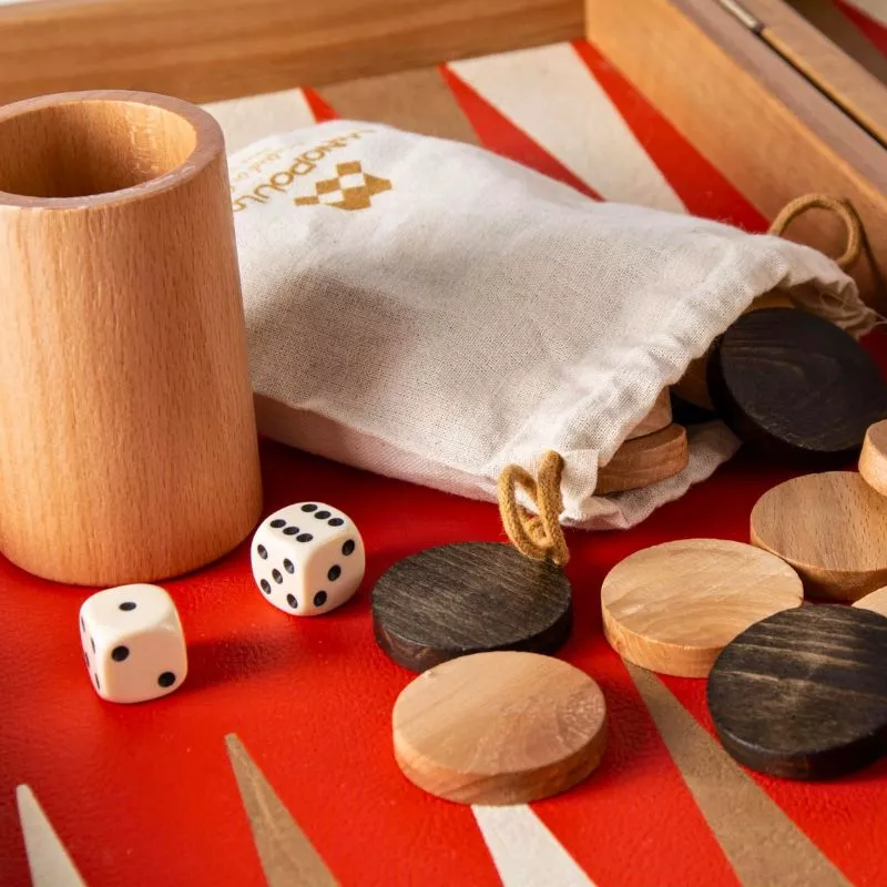 Joc table backgammon Design Rosu de cinabru cu fildes si Taba 48x30cm [2]