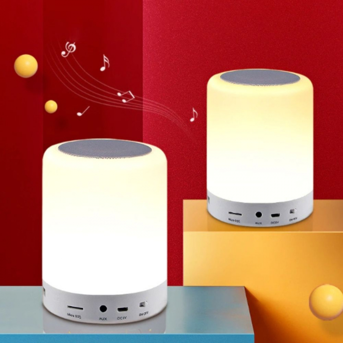 Lampa de veghe smart LED music player mai multe culori touch control handsfree [4]
