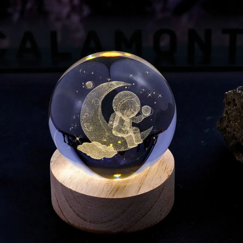Lampa Glob de Cristal Astronaut pe Luna [3]