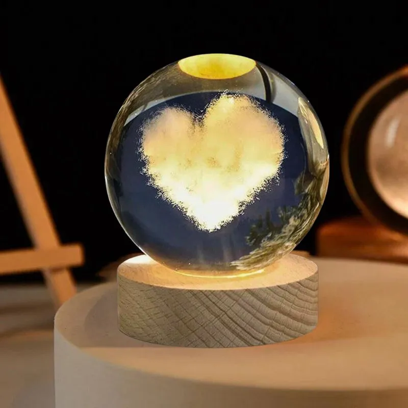Lampa Glob de Cristal cu Inima, cadou romantic