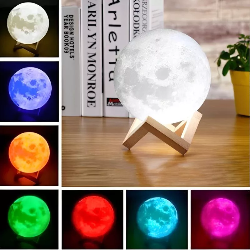 Lampa LED 3D Luna XL, 15cm, 16 Culori cu Telecomanda