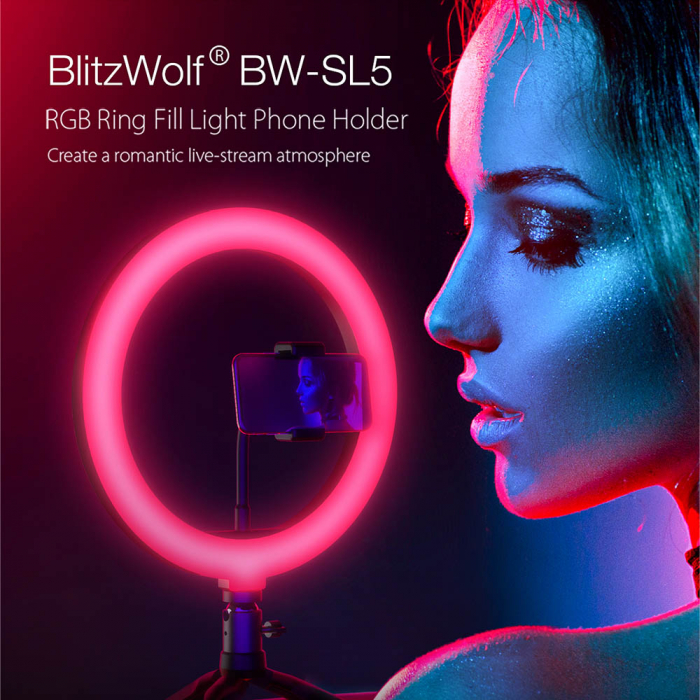 Lampa LED Make up Profesionala BlitzWof BW-SL5 RGB, 120 Leduri, 10 culori, trepied [3]