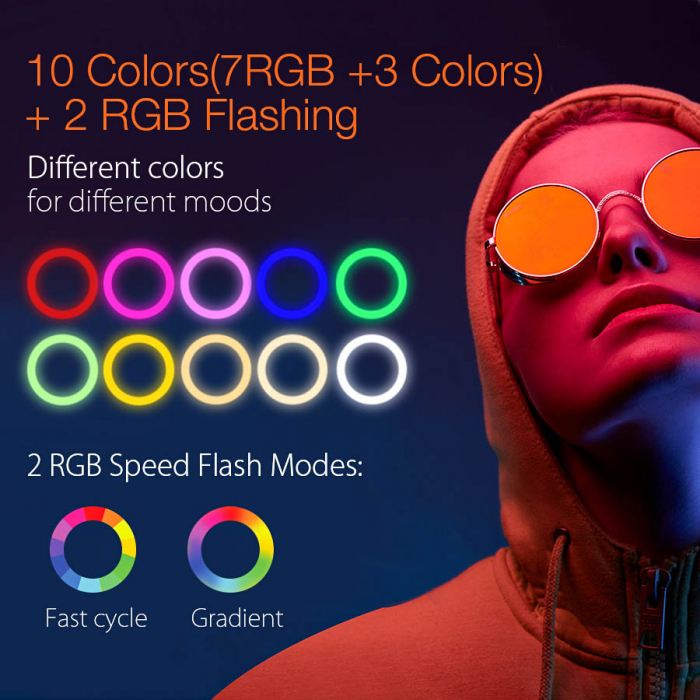 Lampa LED Make up Profesionala BlitzWof BW-SL5 RGB, 120 Leduri, 10 culori, trepied [4]
