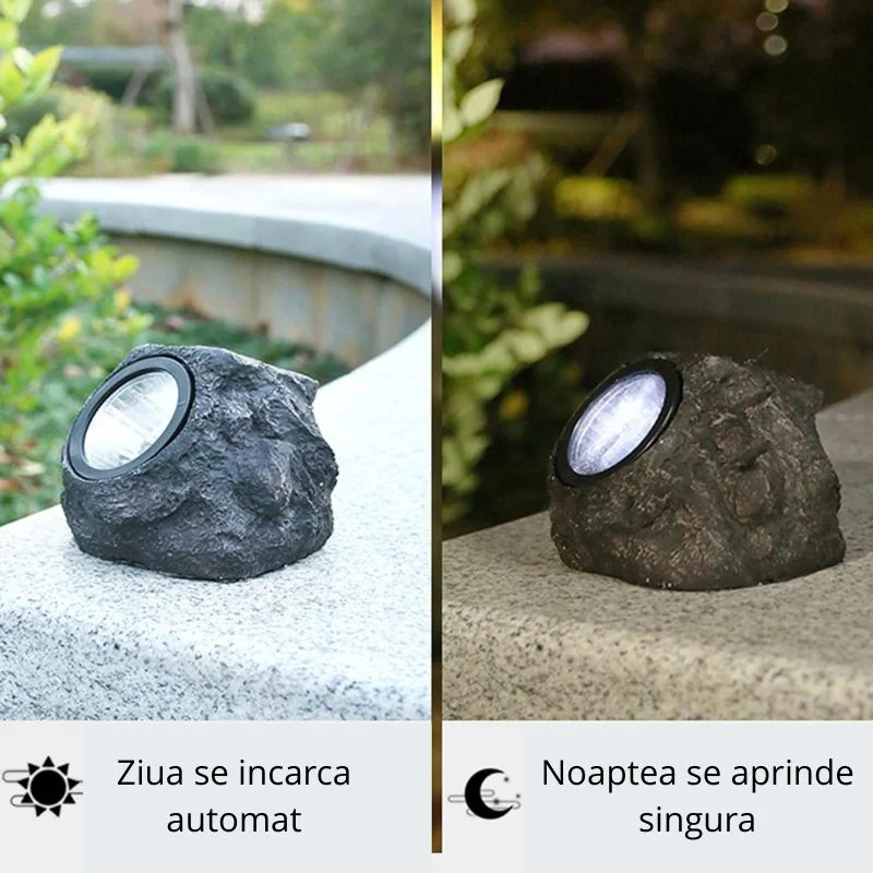 Lampa solara LED de gradina in forma de piatra [8]