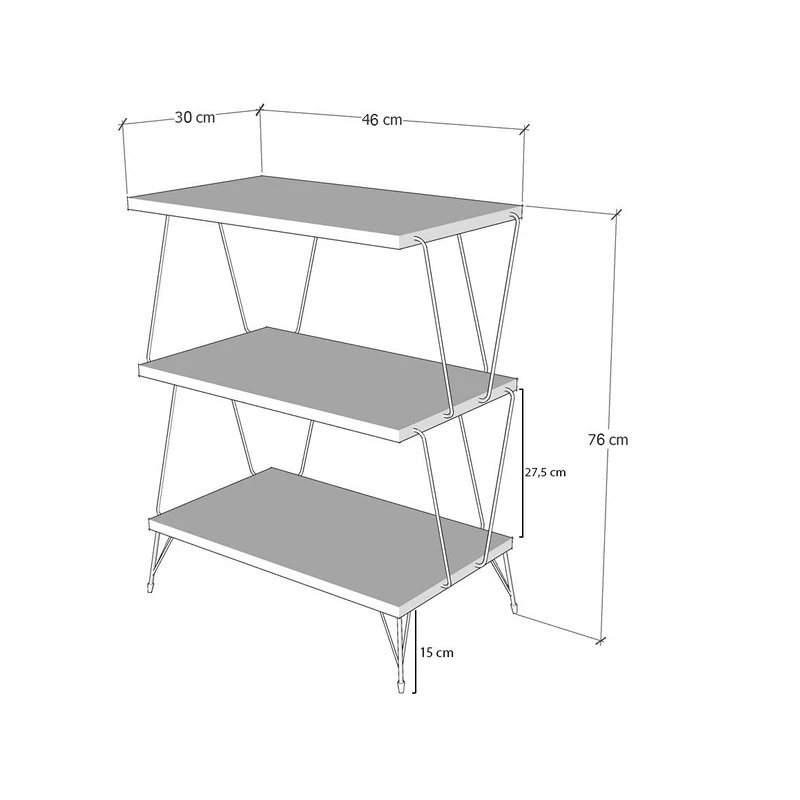 Lazandos Pin, Masuta multifunctionala din lemn cu rafturi, design modern [2]