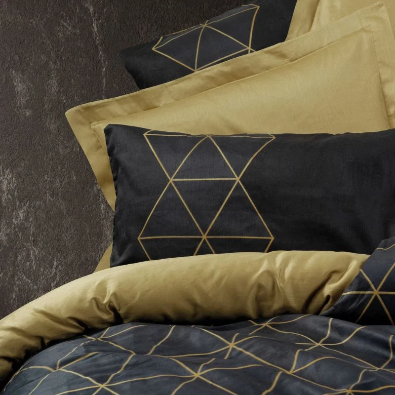 Lenjerie pat dublu bumbac ranforce, gold, 160x220 cm, doua huse de perna [2]