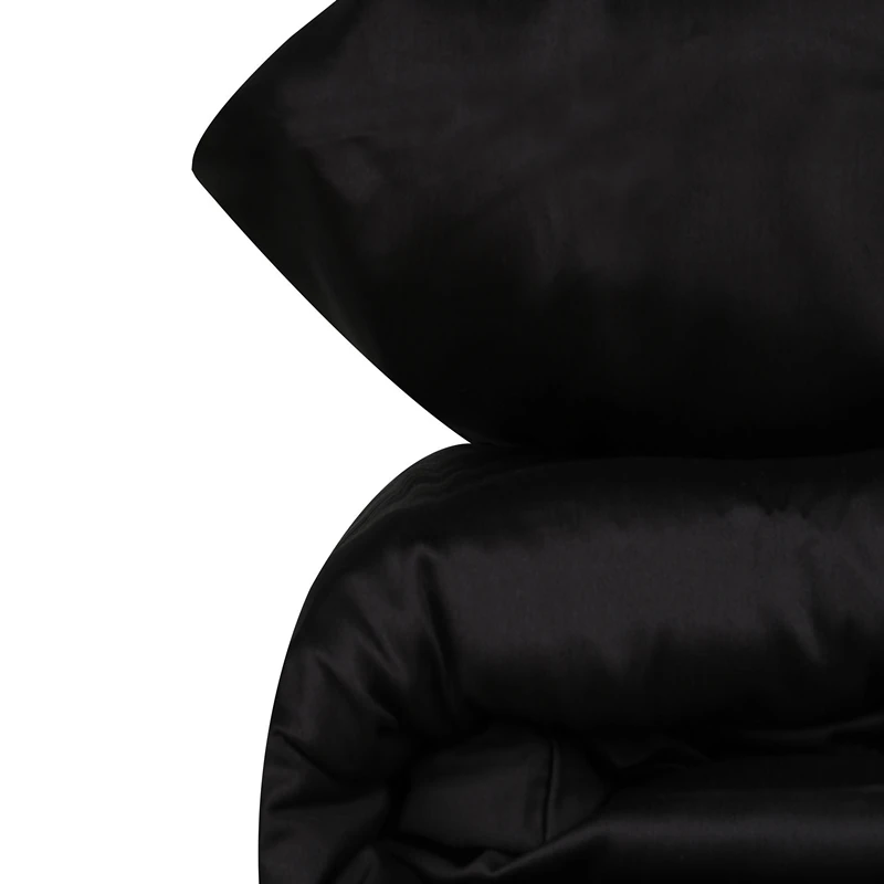 Lenjerie satinata Elegant - Negru, 200x220 cm, 4 fete de perna, cearsaf [4]