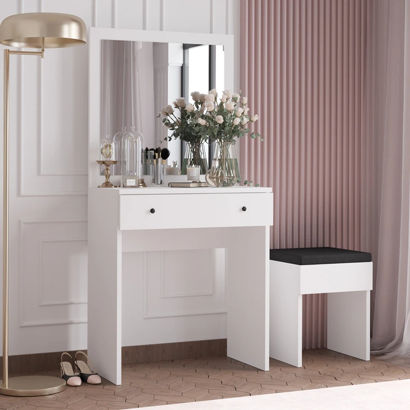 Masa de machiaj Felix, alba, 65 cm, oglinda inclusa, design elegant [5]