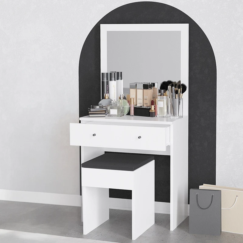 Masa de machiaj Felix, alba, 65 cm, oglinda inclusa, design elegant [8]
