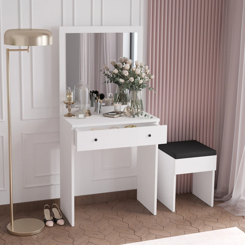 Masa de machiaj Felix, alba, 65 cm, oglinda inclusa, design elegant [4]