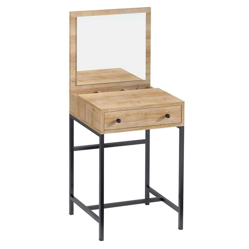 Masa de machiaj Mary, stejar negru, 50 cm, oglinda si sertare, stil modern [2]